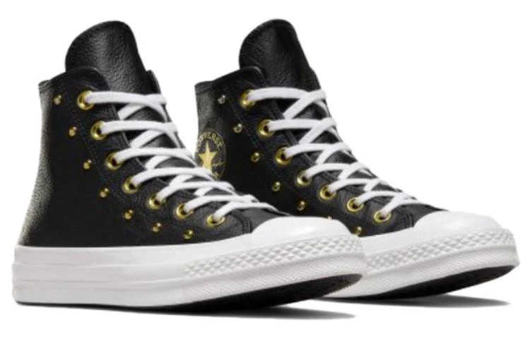 Converse high top leather black gold